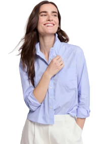 The LS Boxy Crop- Thin Blue/White Stripe