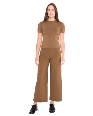 Cropped Ponte Knit Straight Leg Pant