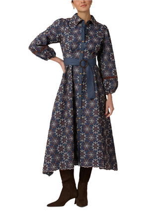 Shania Dress- Navy/Umber/Sand