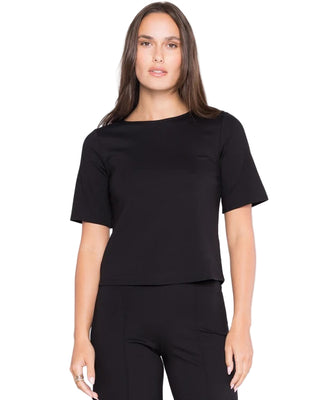 Extended Ponte Knit Short Sleeve Top