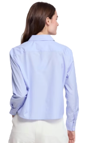 The LS Boxy Crop- Thin Blue/White Stripe