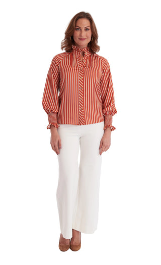 Plato Blouse- Terracotta Stripe