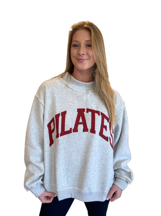 Pilates & Yoga Reversible Mockneck Sweatshirt- Heather Grey