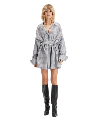 Echo Plaid Mini Dress- Black