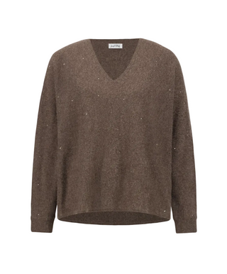 Cashmere Boxy Sweater with Rhinestone Detail