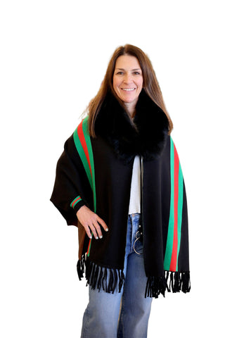 Sport Stripe Cape- Black