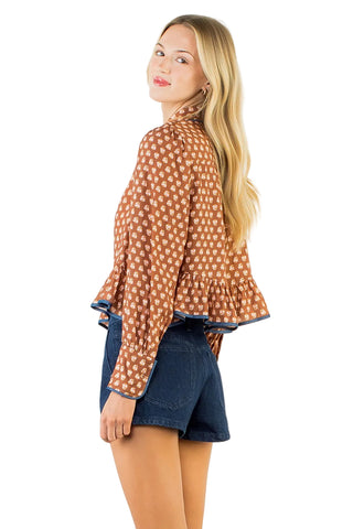 Floral Pattern Button Down - Brown