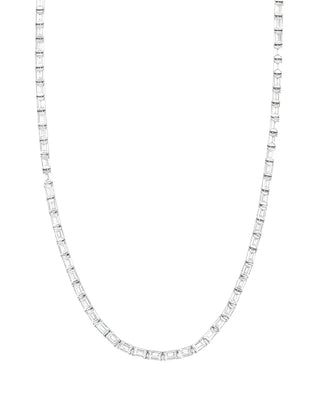 Baby Grand Slam Tennis Necklace 18" -Silver/White