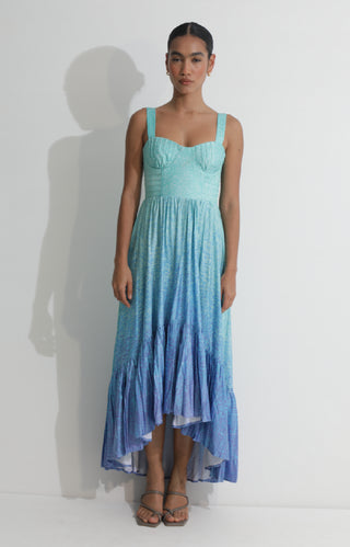 Arya High Low Dress -Sea Blue