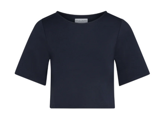 Cropped: Ponte Knit Short Sleeve Top