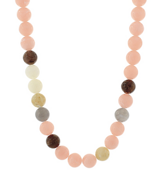 Beaded Ball Necklace - Peach