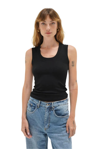 Deep U Ribbed Tank- Black