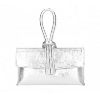 Anytime Bag - Silver Leather Clutch