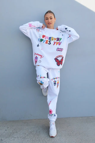 Somebody Loves You Crewneck -White
