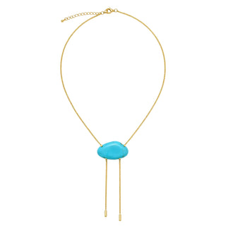 18K Gold & Turquoise Stone Adjustable Bolo Necklace