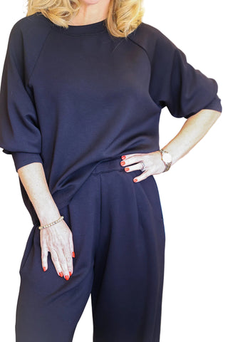 Scuba Oversized Raglan Top - Black