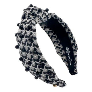 Black Scalloped Headband with Beads
