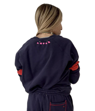 Benton Imperfect Heart Patch Sweatshirt- Indigo Blue