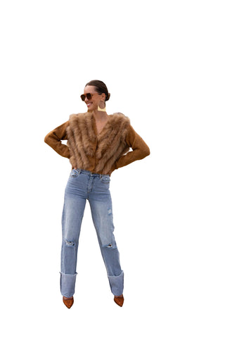By the Fireside Genuine Fur & Wool Cardigan
