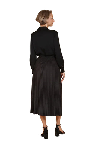 Silk Button Down Shirt with Metal Trim - Black