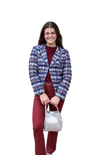 Confetti Boucle Blazer- Navy