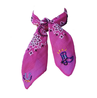 Embroidered Giddy Up Bandana - Pink