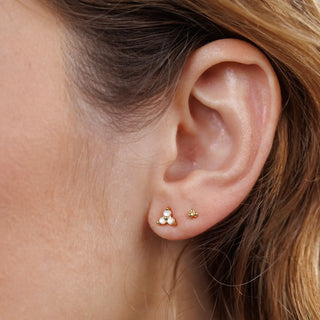 Trio Cluster Gold Earrings - Pearl - Gold