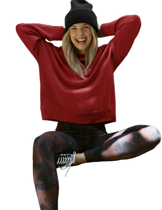 LuxeFleece Oversized Sweatshirt- Holly Red