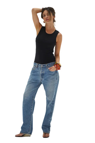 Double Layer Ribbed Tank - Black