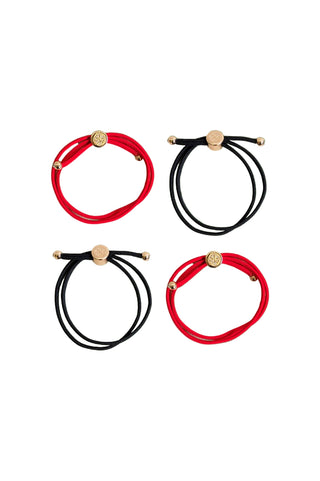 Skinny Hair Tie Set- Red/Black