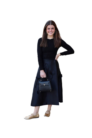 Floral Wrap Skirt- Black