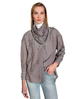 Stripe Embellished Scarf - Huckleberry