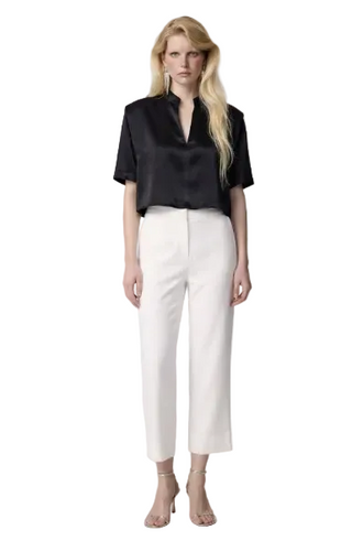 Phaenna Shoulder Pleat Tee- Black
