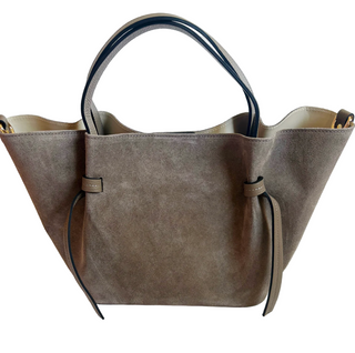 Suede Milan Tote - Stone Beige
