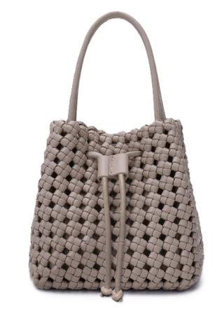 Perrie Bucket Mini Woven Square - Light Tan