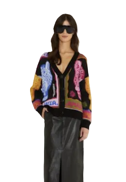 Multicolor Panthers Black Knit Cardigan