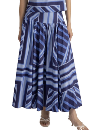 Edith Skirt- Blue Geo Stripe