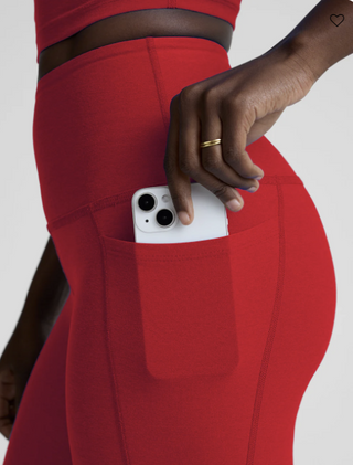 Spacedye Out Of Pocket High Waisted Midi Legging - Holly Red