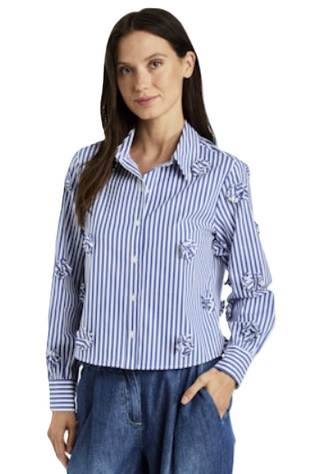 Alexa Button Up Blouse - Blue
