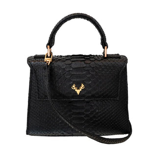 Jessica Python TopHandle Purse- Black