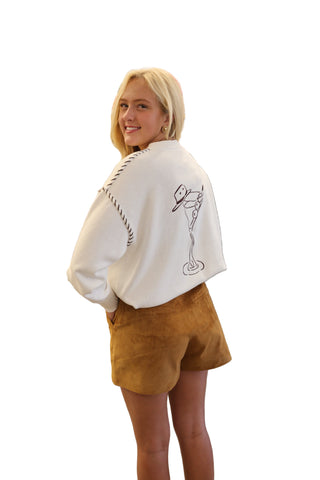APRES RODEO Riley Crewneck Sweater- Ivory