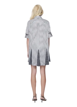 Echo Mix Stripe Shirtdress- Black