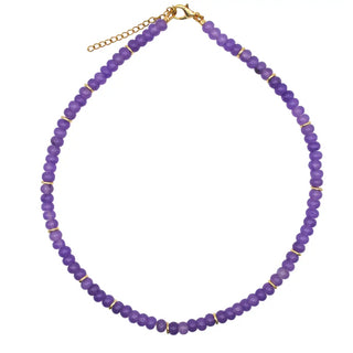 Purple Gemstone Necklace with Gold Accents