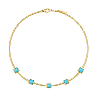 18K Gold & Turquoise Herringbone Chain Necklace