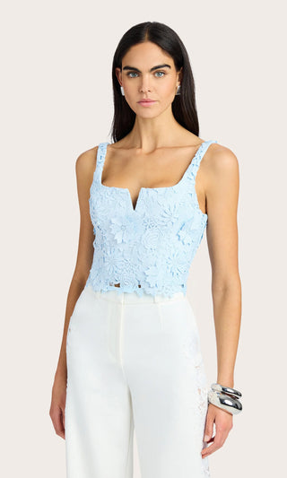 Cassidy 3D Lace Bustier Tank- Blue Breeze