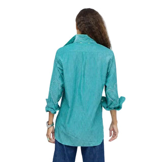 Mia Stripe Shirt - Teal/ Blue