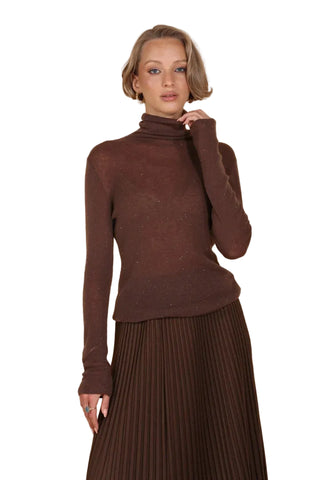 Extra Fine Merino Mock Neck Sweater with Sequin