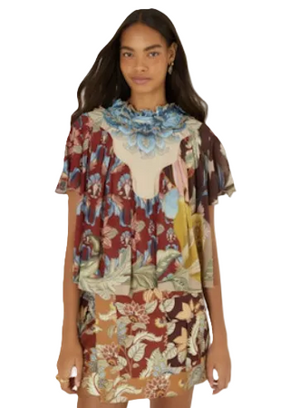Lunar Boho Multicolor Short Sleeve Blouse