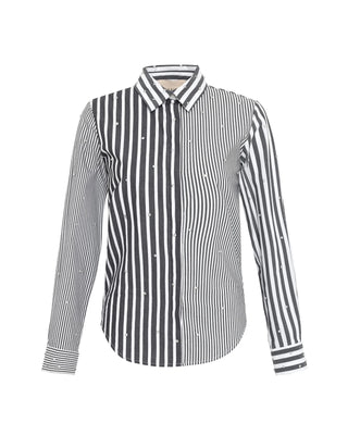 Echo Mix Stripe Pearly Shirt- Black/Crystal