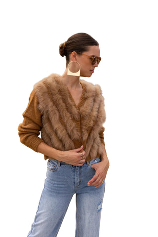 By the Fireside Genuine Fur & Wool Cardigan